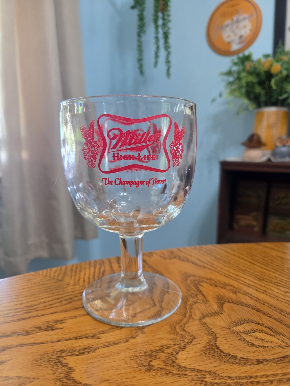 Vintage Miller High Life Champagne of Beers Pedestal Beer Goblet Glass